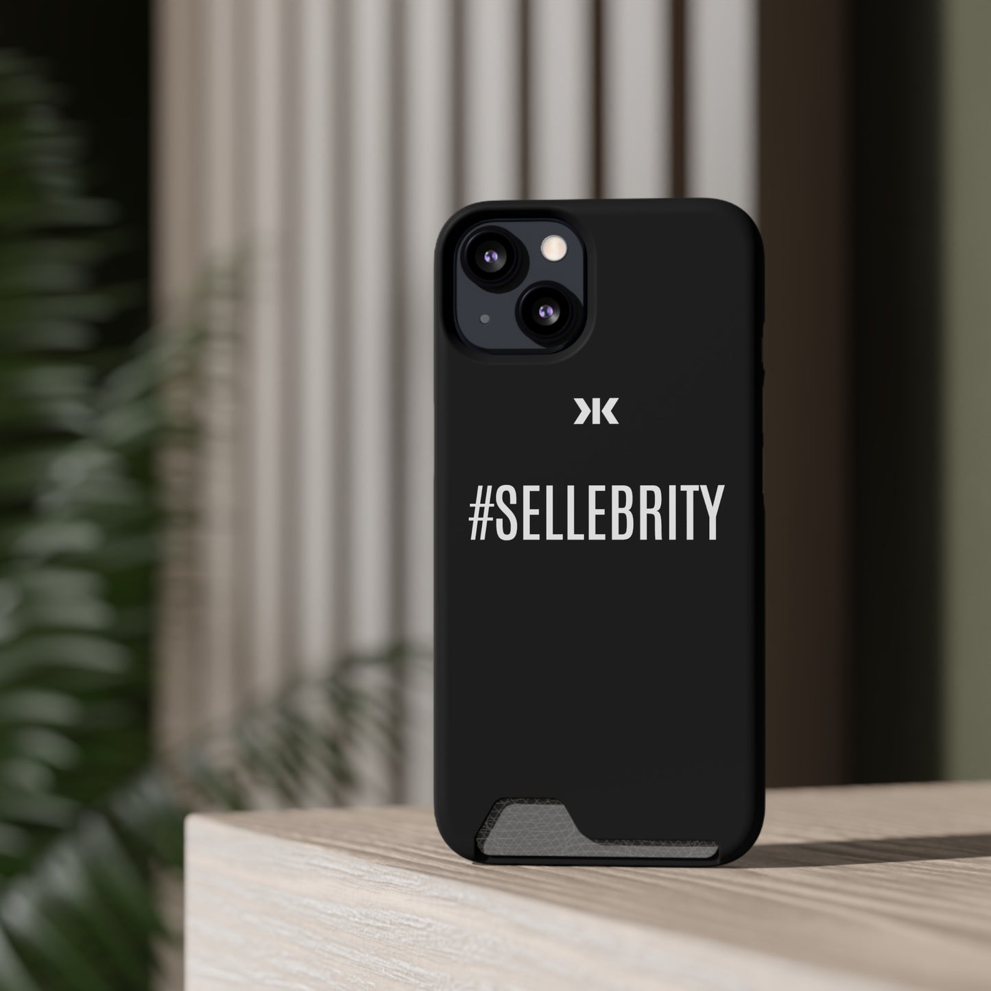 "#SELLEBRITY'" Phone Case With Card Holder - White Logo