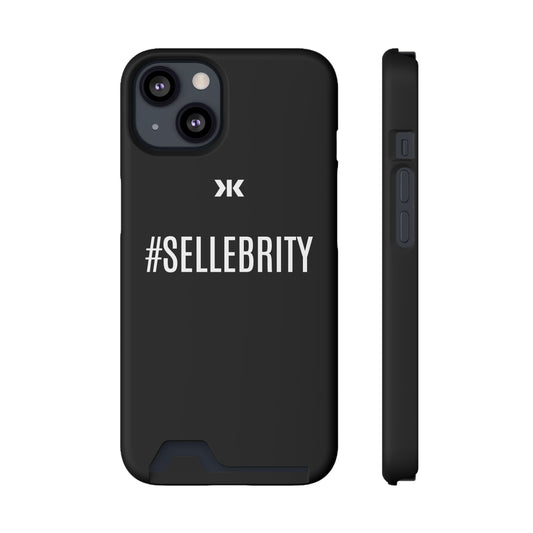 "#SELLEBRITY'" Phone Case With Card Holder - White Logo