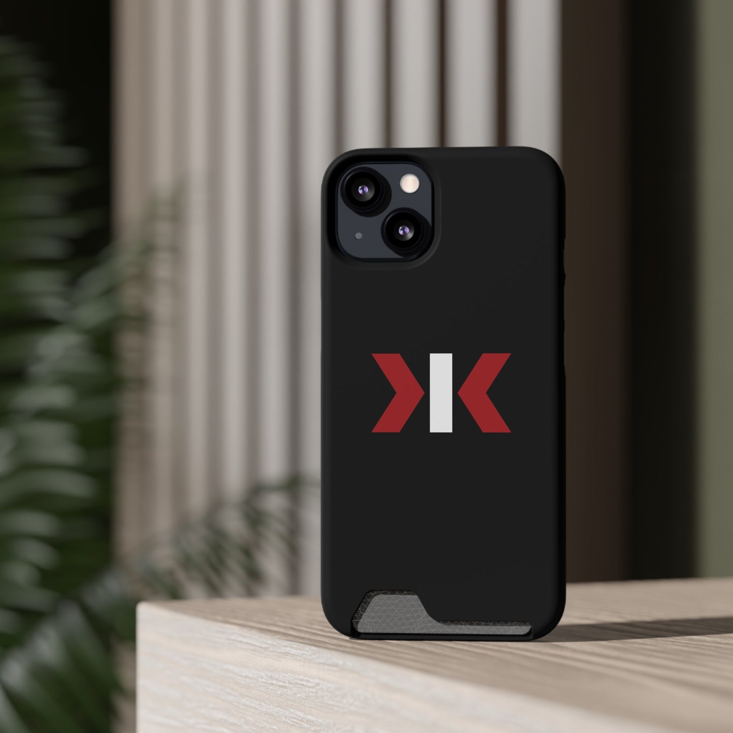 "LOGO" Phone Case With Card Holder - Red/White Logo