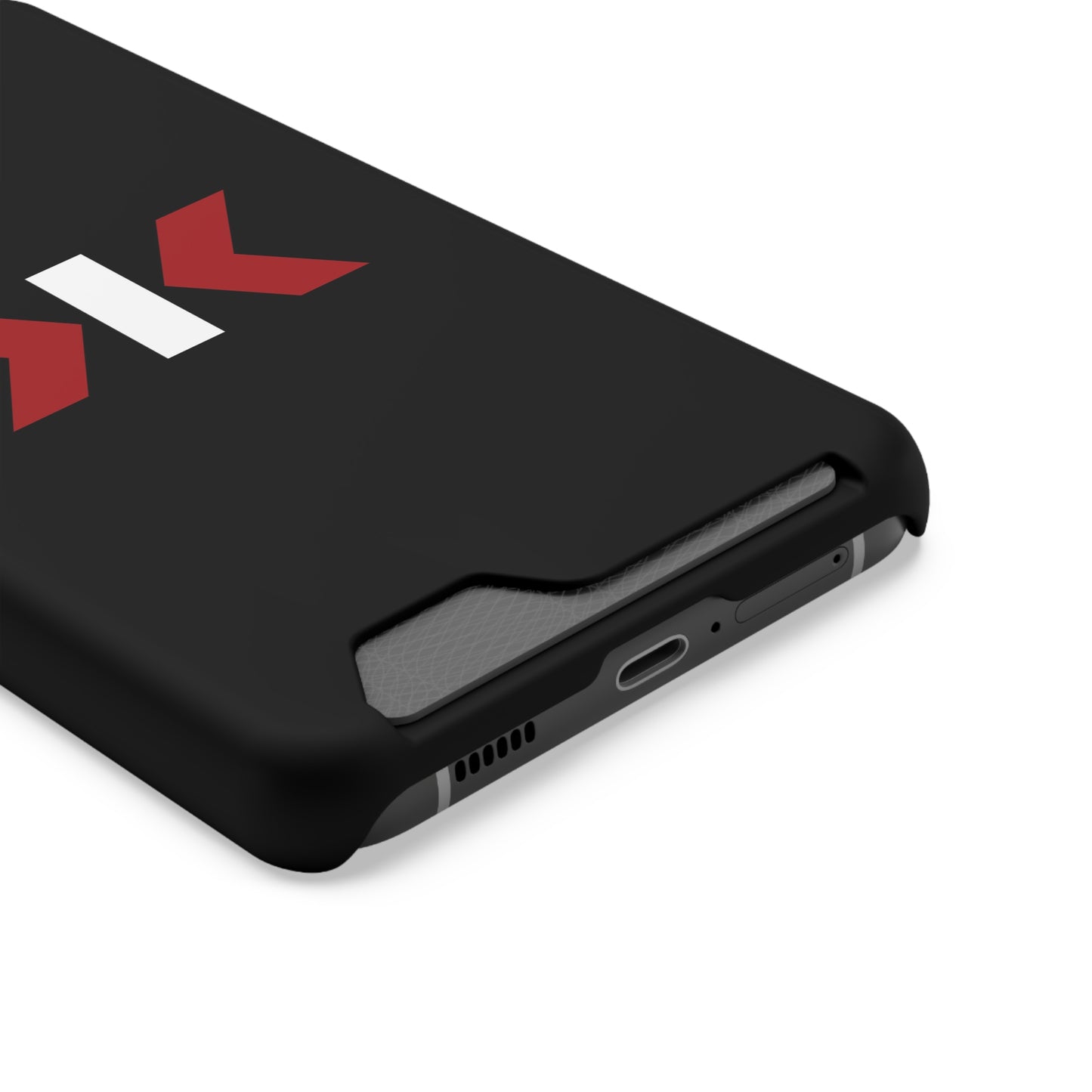 "LOGO" Phone Case With Card Holder - Red/White Logo