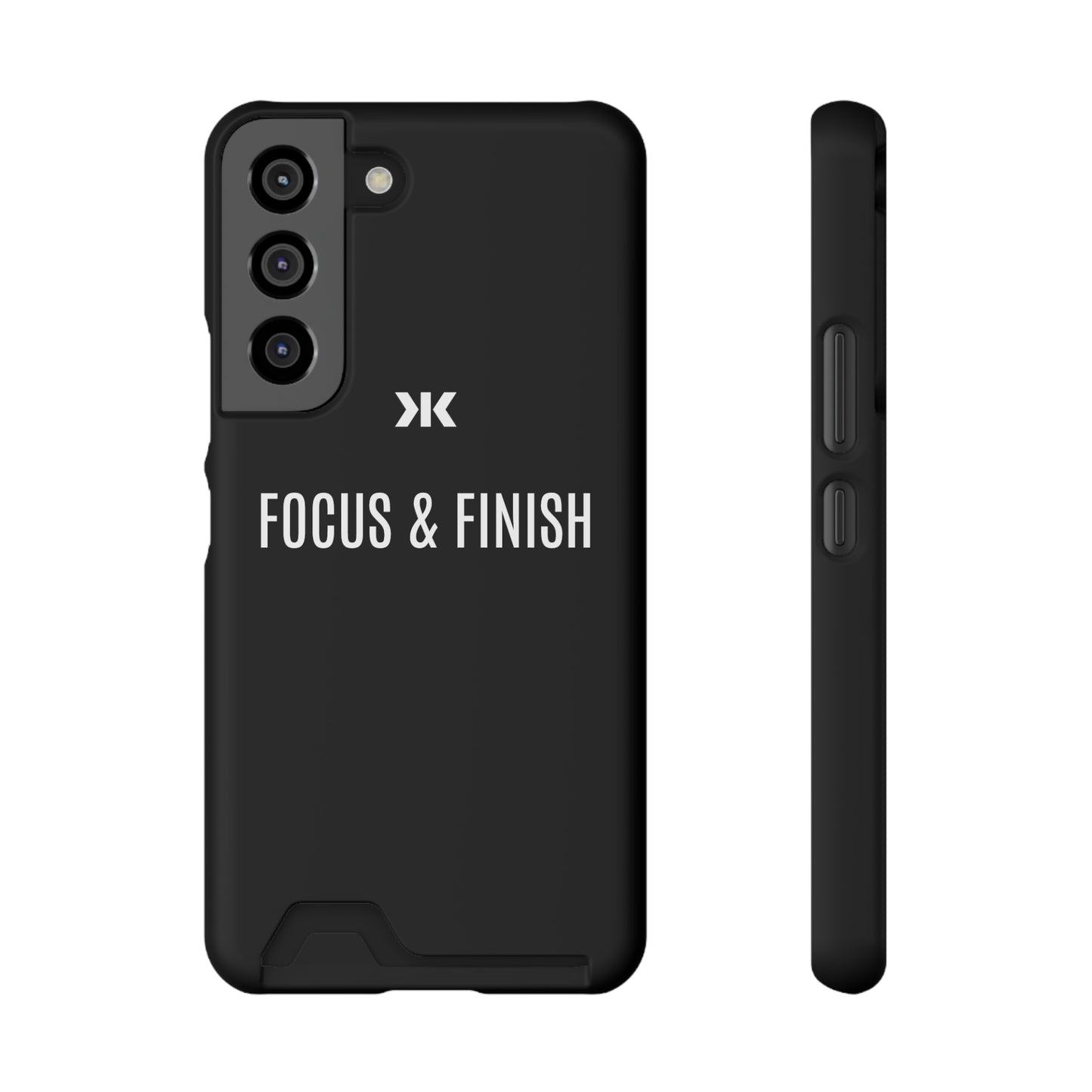 "FOCUS & FINISH" Phone Case With Card Holder - White Logo