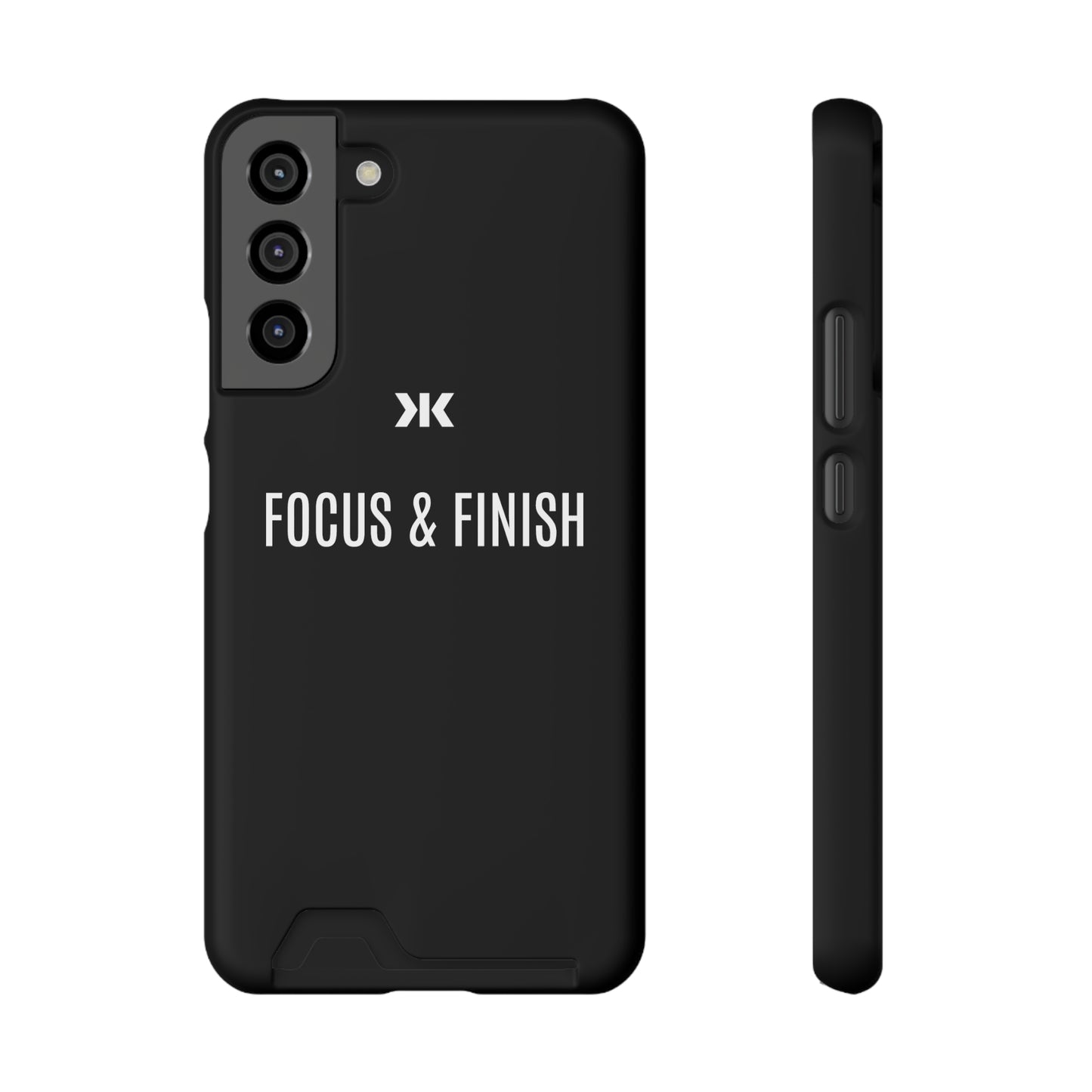 "FOCUS & FINISH" Phone Case With Card Holder - White Logo