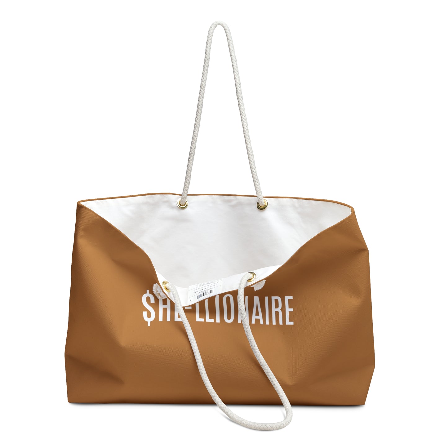 "SHE-LLIONAIRE" Weekender Tote Bag - Light Brown