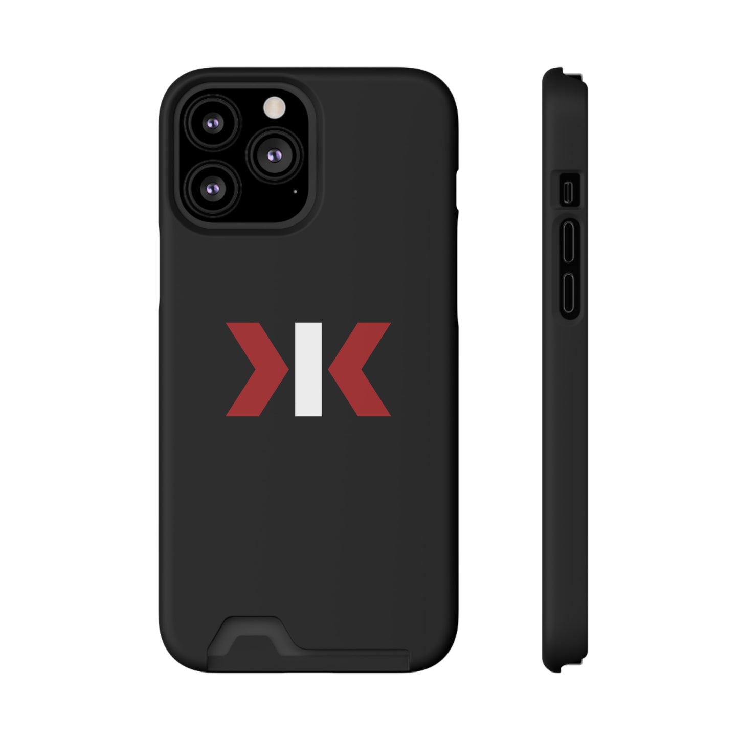 "LOGO" Phone Case With Card Holder - Red/White Logo