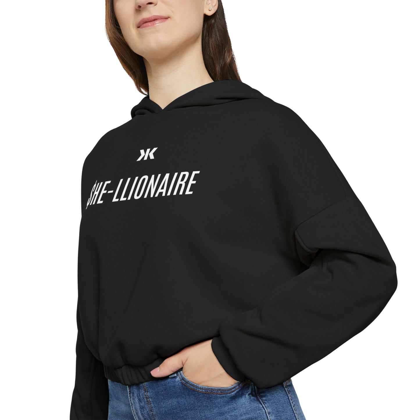 "SHE-LLIONAIRE" Cinched Hoodie! (White Letters)