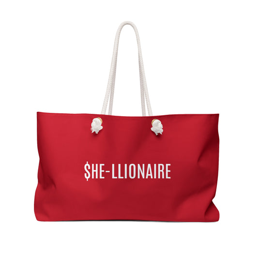 "SHE-LLIONAIRE" Weekender Tote Bag - Red