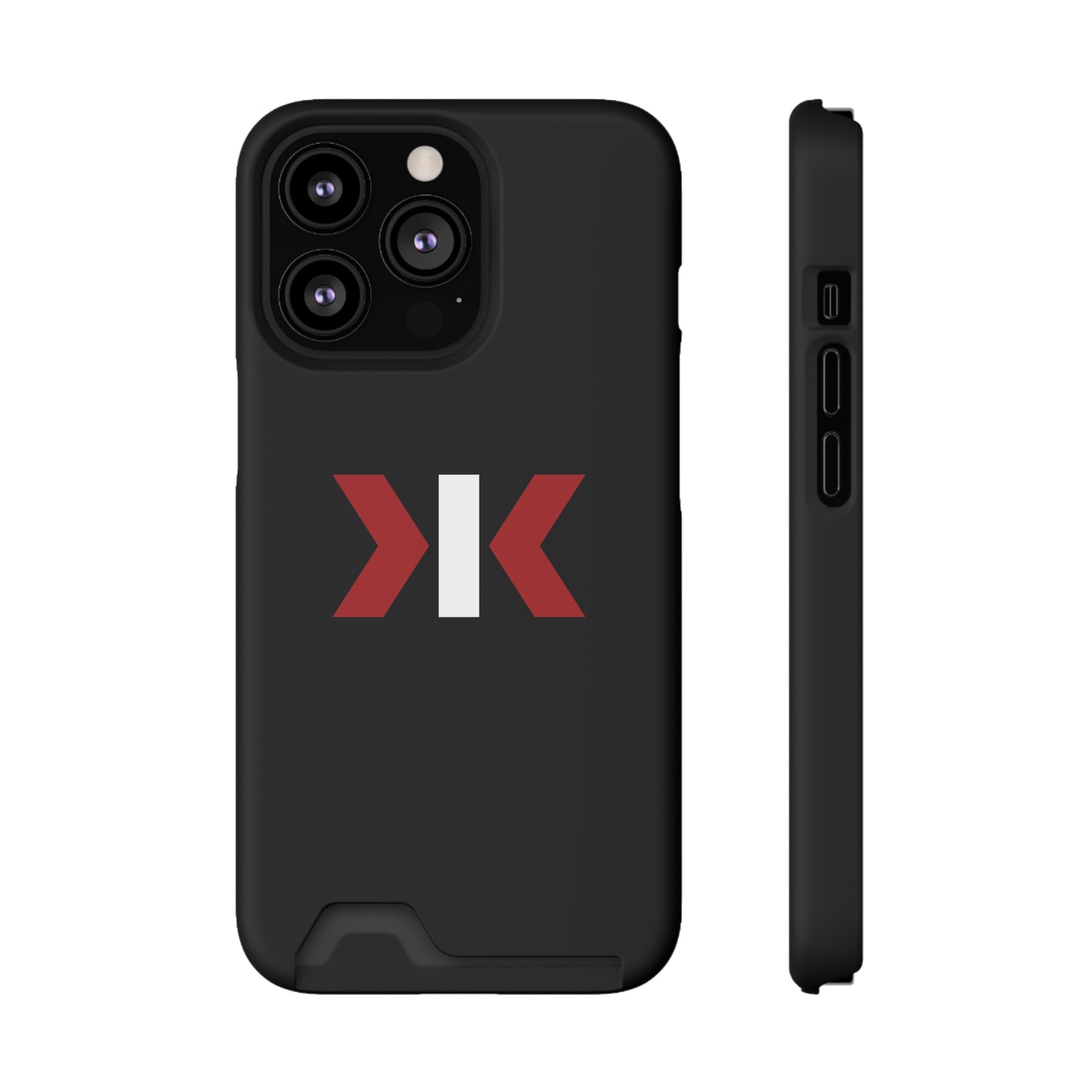 "LOGO" Phone Case With Card Holder - Red/White Logo