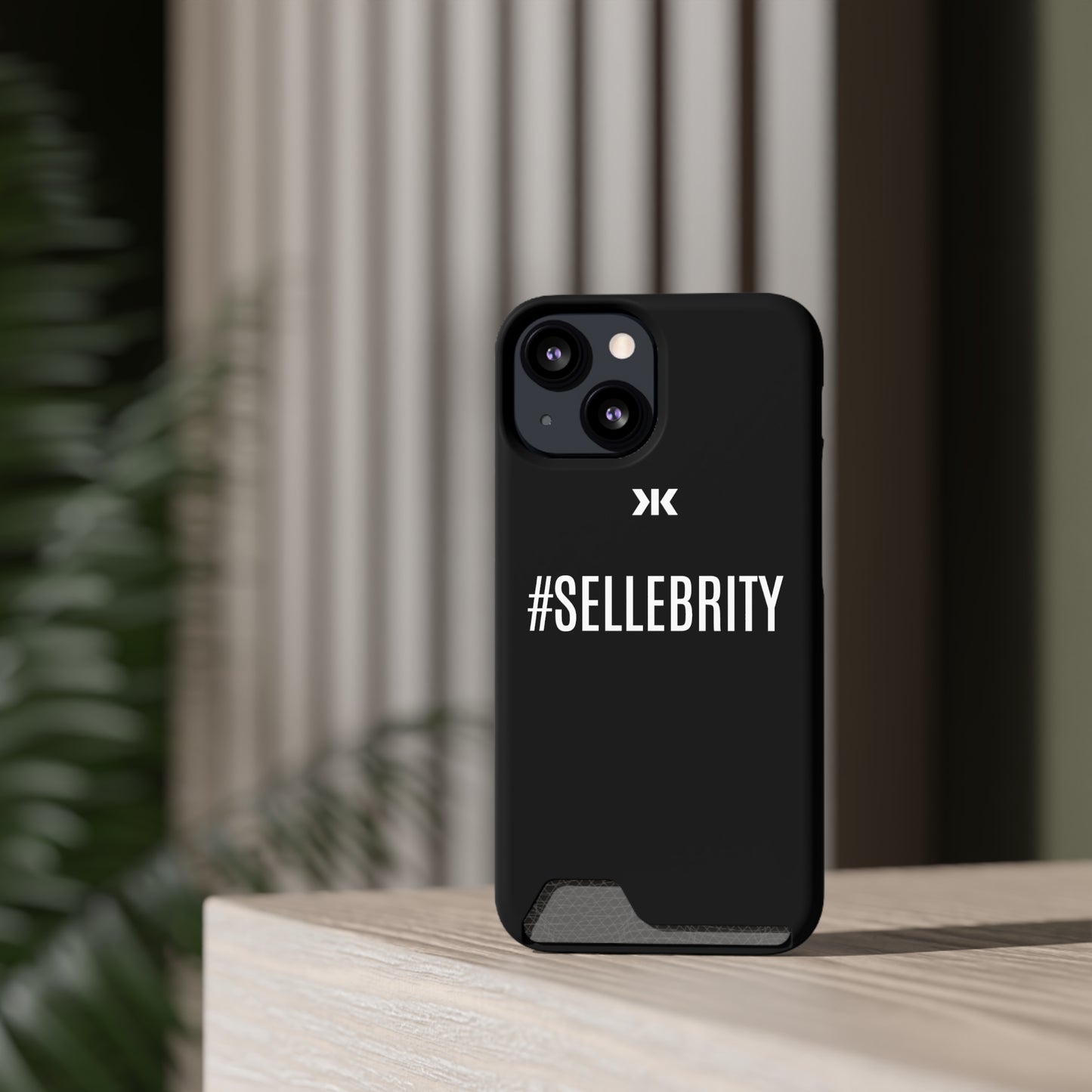 "#SELLEBRITY'" Phone Case With Card Holder - White Logo