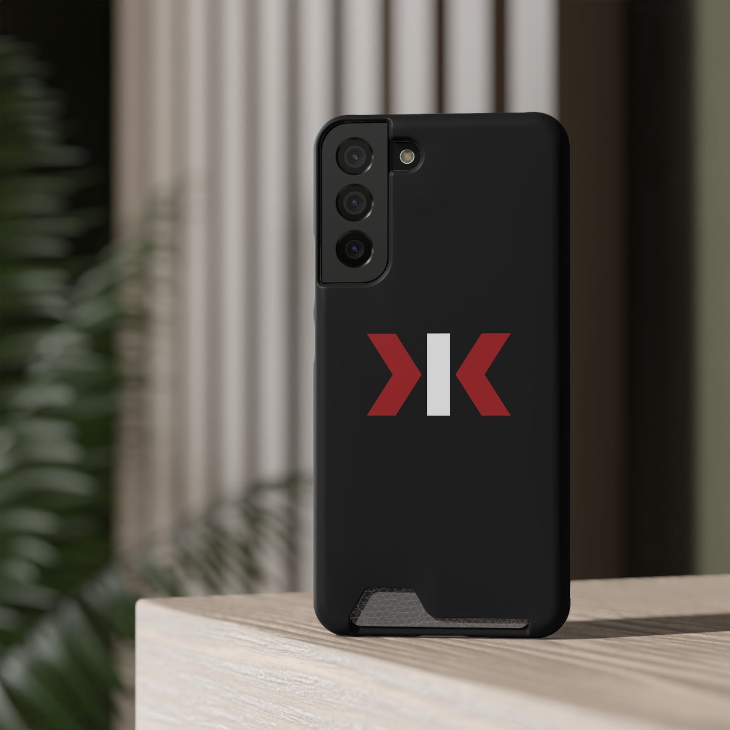 "LOGO" Phone Case With Card Holder - Red/White Logo