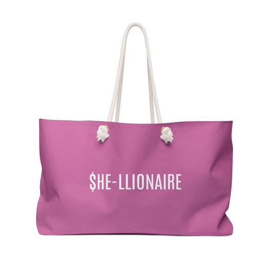 "SHE-LLIONAIRE" Weekender Tote Bag - Pink