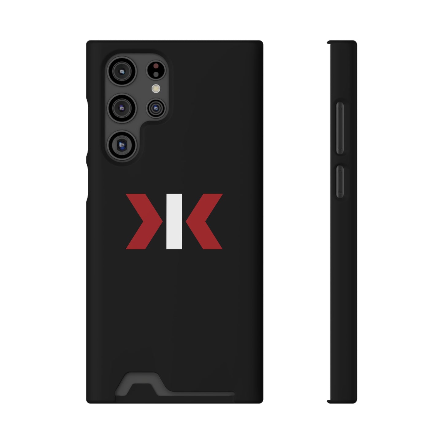 "LOGO" Phone Case With Card Holder - Red/White Logo