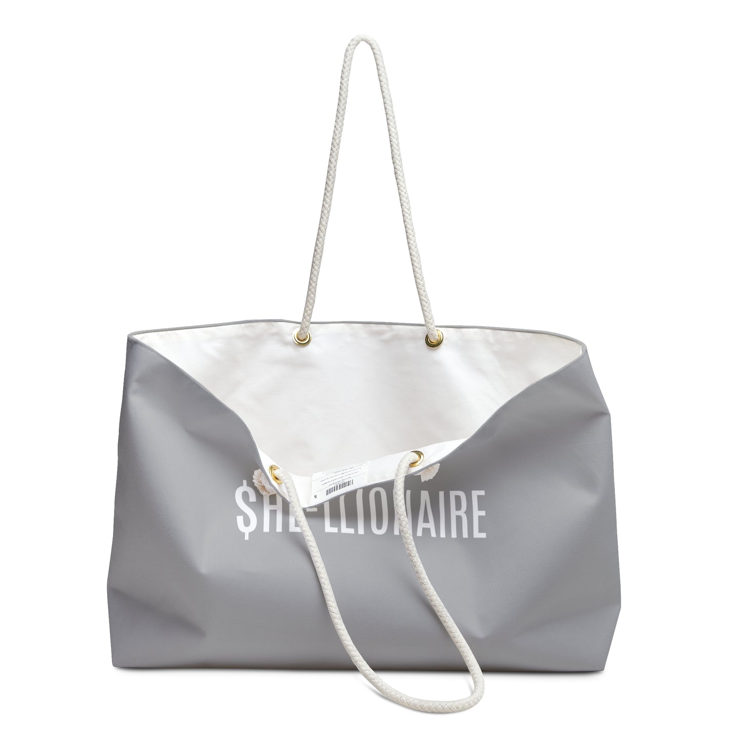 "SHE-LLIONAIRE" Weekender Tote Bag - Light Grey